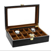 Wooden Watch Box with Suede Interior, 12 Slots